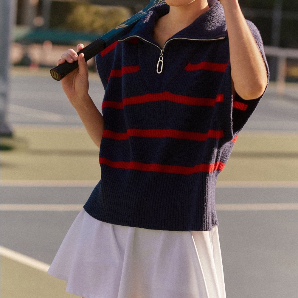 Striped quarter zip vest